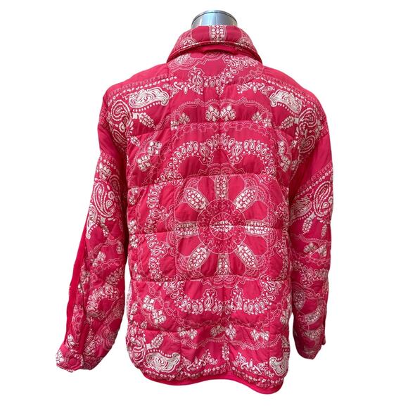 Free People Movement Pippa Packable Puffer Jacket Pink Bandana Print Size Medium - Picture 2 of 4